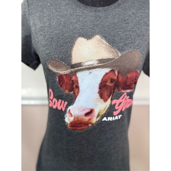 Ariat Cow Girl Graphic Short Sleeve Grey Tee Size Medium - Picture 2 of 6